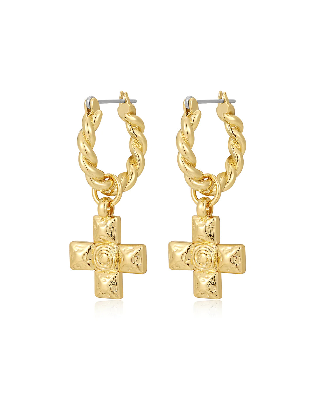 Gold sales cross hoops