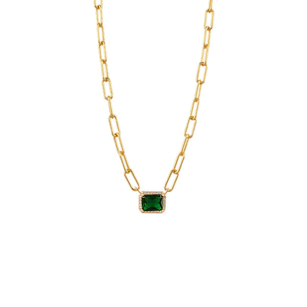 Green stone sales chain necklace