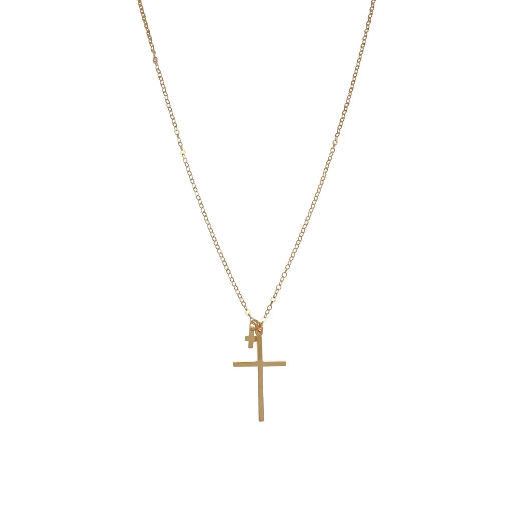 Double cross necklace gold deals