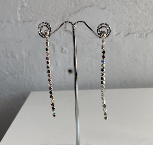 Elphin Lane Diamante Long Earrings Black Multi